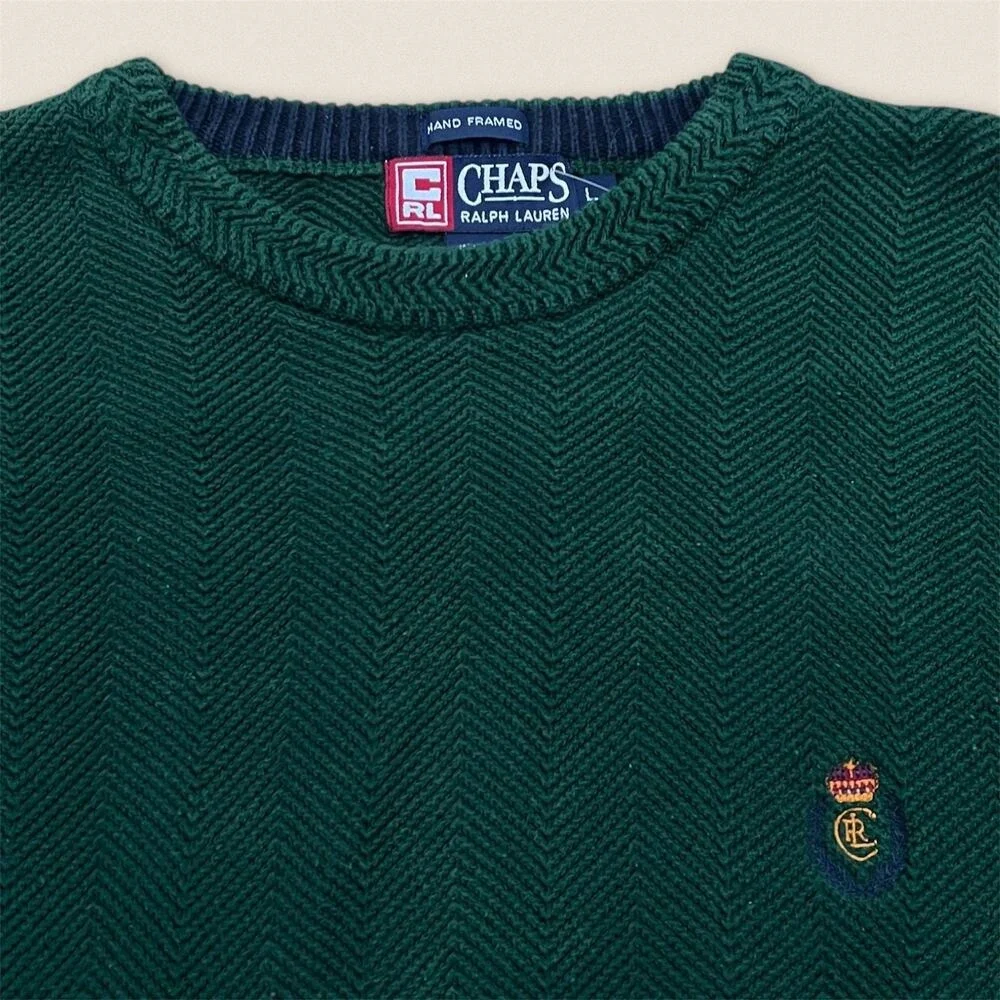 Chaps Ralph Lauren Grandpa Green Sweater - Size Large